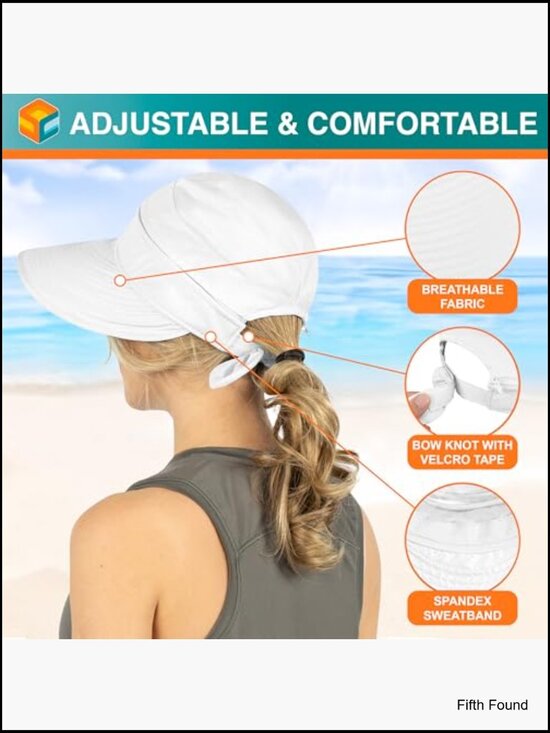 Convertible Zip-Off Sun Hat with Ponytail Hole, UPF 50+ Protection, Adjustable main image 4